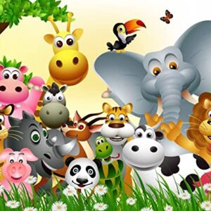 Cialda per torta ANIMALI GIUNGLA decorazione alimentare senza glutine topper cake rettangolare 1 (Ostia, 20 x 30 cm)