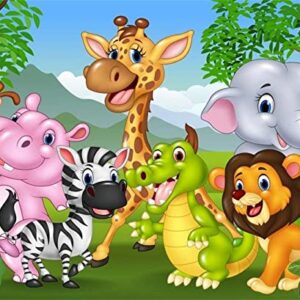Cialda per torta ANIMALI GIUNGLA decorazione alimentare senza glutine topper cake rettangolare 2 (Ostia, 25 x 20 cm)
