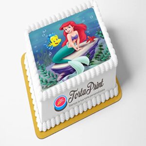 Cialda per torta ARIEL LA SIRENETTA decorazione alimentare personalizzabile quadrato IMG 1