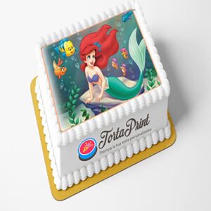 Cialda per torta ARIEL LA SIRENETTA decorazione alimentare personalizzabile quadrato IMG 2