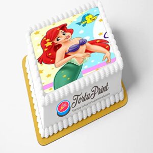 Cialda per torta ARIEL LA SIRENETTA decorazione alimentare personalizzabile quadrato IMG 5