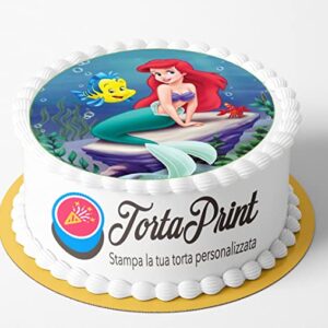 Cialda per torta ARIEL LA SIRENETTA decorazione alimentare personalizzabile rotondo IMG 1