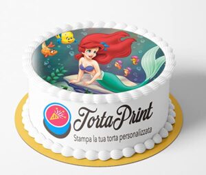 Cialda per torta ARIEL LA SIRENETTA decorazione alimentare personalizzabile rotondo IMG 2