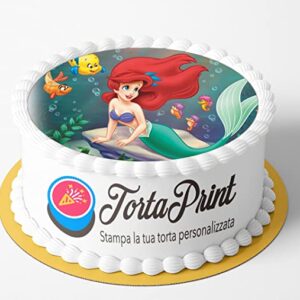 Cialda per torta ARIEL LA SIRENETTA decorazione alimentare personalizzabile rotondo IMG 2