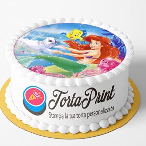 Cialda per torta ARIEL LA SIRENETTA decorazione alimentare personalizzabile rotondo IMG 3