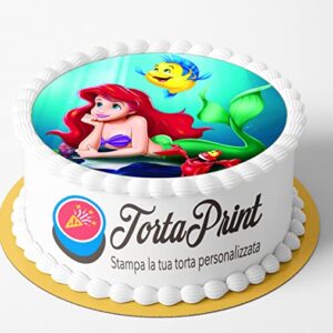 Cialda per torta ARIEL LA SIRENETTA decorazione alimentare personalizzabile rotondo IMG 4