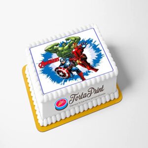 Cialda per torta AVENGERS decorazione alimentare personalizzabile quadrato IMG 2