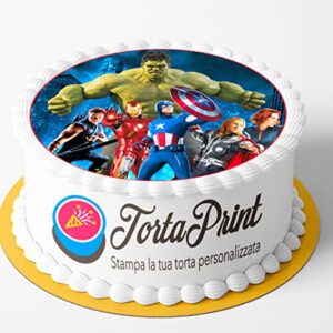 Cialda per torta AVENGERS decorazione alimentare personalizzabile rotondo IMG 1