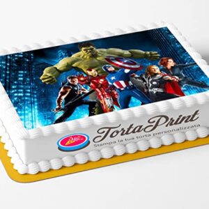 Cialda per torta AVENGERS decorazione in ostia alimentare personalizzabile rettangolare IMG 1