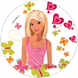 Cialda per torta BARBIE decorazione alimentare senza glutine topper cake img 05 (Pasta di zucchero, 16 cm)