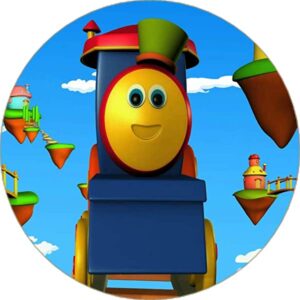 Cialda per torta BOB IL TRENO decorazione alimentare senza glutine topper cake ( rotondo) img 5 (Ostia, 18 cm)