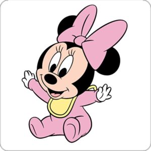 Cialda per torta Baby Minnie Decorazione alimentare senza glutine Topper Cake (quadrata) img 1 (Pasta di zucchero, 18 x 18 cm)