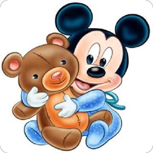 Cialda per torta Baby Topolino Compleanno Bambino Decorazione alimentare personalizzabile Gluten free Topper Cake Design (quadrata)