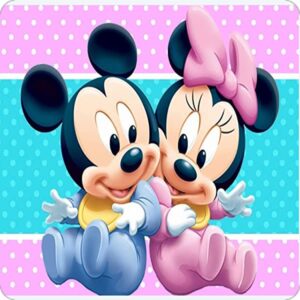 Cialda per torta Baby Topolino e Baby Minnie Decorazione alimentare Senza Glutine Topper Cake (Pasta di zucchero, 20 x 20 cm)