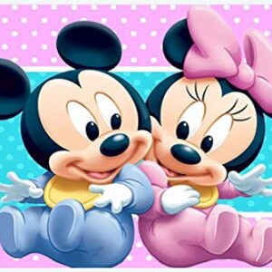 Cialda per torta Baby Topolino e Baby Topolina Minnie Compleanno Bambino Decorazione alimentare personalizzabile Gluten free Topper Cake Design (rettangolare)