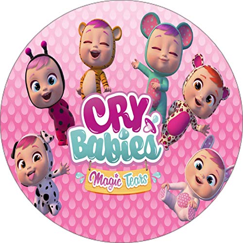Cialda per torta CRY BABY babies Decorazione alimentare personalizzabile Senza Glutine Topper Cake Design Rotondo