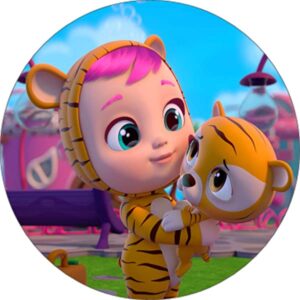 Cialda per torta CRY babies Decorazione alimentare Senza Glutine Topper Cake Rotondo 3 (Pasta di zucchero, 20 cm)