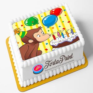 Cialda per torta CURIOSO GEORGE decorazione alimentare personalizzabile quadrato IMG 1