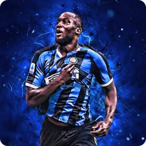 Cialda per torta Calcio Inter LUKAKU decorazione alimentare senza glutine topper cake quadrato 3 (Ostia, 18 x 18 cm)
