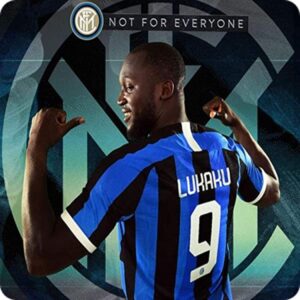 Cialda per torta Calcio Inter LUKAKU decorazione alimentare senza glutine topper cake quadrato 5 (Pasta di zucchero, 18 x 18 cm)