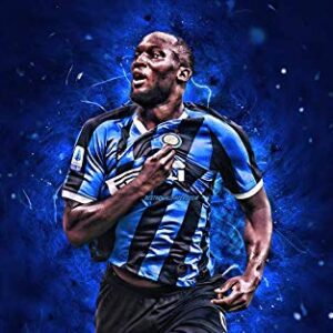 Cialda per torta Calcio Inter LUKAKU decorazione alimentare senza glutine topper cake rettangolare 3 (Pasta di zucchero, 25 x 15 cm)