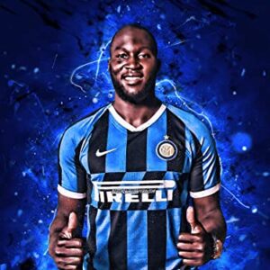 Cialda per torta Calcio Inter LUKAKU decorazione alimentare senza glutine topper cake rettangolare 4 (Ostia, 20 x 30 cm)
