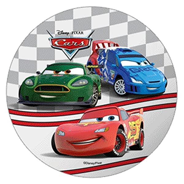 Cialda per torta Cars decorazione alimentare senza glutine topper cake img 09 (Pasta di zucchero, 18 cm)