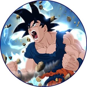 Cialda per torta DRAGON BALL GOKU decorazione alimentare senza glutine topper cake ( rotondo) img 06 (Ostia, 16 cm)