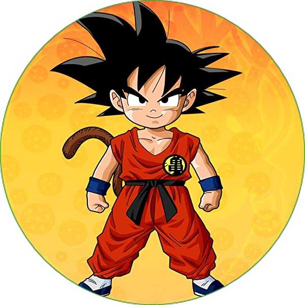 Cialda per torta DRAGON BALL GOKU decorazione alimentare senza glutine topper cake ( rotondo) img 08 (Pasta di zucchero, 16 cm)