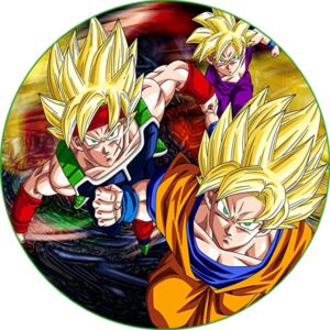 Cialda per torta DRAGON BALL GOKU decorazione alimentare senza glutine topper cake ( rotondo) img 09 (Ostia, 20 cm)