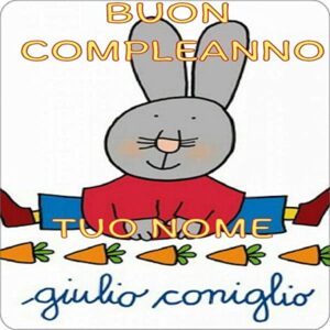 Cialda per torta GIULIO CONIGLIO decorazione alimentare Senza Glutine Topper Cake Quadrato 4 (Ostia, 20 x 20 cm)