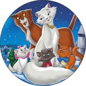 Cialda per torta GLI ARISTOGATTI decorazione alimentare senza glutine topper cake rotondo 4 (Pasta di zucchero, 20 cm)