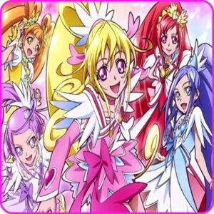 Cialda per torta GLITTER FORCE Doki Doki decorazione alimentare senza glutine topper cake quadrato 1 (Ostia, 20 x 20 cm)