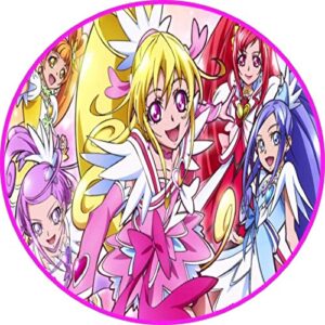 Cialda per torta GLITTER FORCE Doki Doki decorazione alimentare senza glutine topper cake rotondo 1 (Pasta di zucchero, 16 cm)