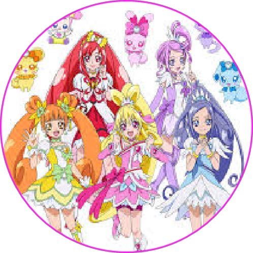 Cialda per torta GLITTER FORCE Doki Doki decorazione alimentare senza glutine topper cake rotondo 2 (Pasta di zucchero, 20 cm)
