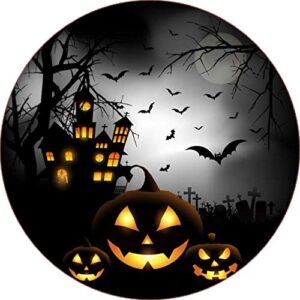 Cialda per torta HAPPY HALLOWEEN decorazione alimentare senza glutine topper cake rotondo img 2 (Pasta di zucchero, 18 cm)