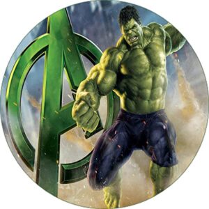 Cialda per torta HULK decorazione alimentare senza glutine topper cake img 04 ( rotondo) (Pasta di zucchero, 18 cm)
