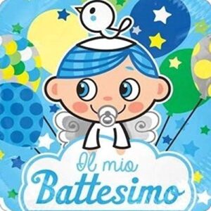 Cialda per torta IL MIO BATTESIMO BAMBINO decorazione alimentare senza glutine personalizzazione grafica inclusa topper cake design (Formato quadrato)