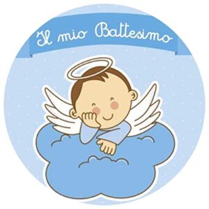 Cialda per torta IL MIO BATTESIMO Bambino Lui decorazione alimentare senza glutine topper cake ( rotondo) img 18 (Pasta di zucchero, 16 cm)