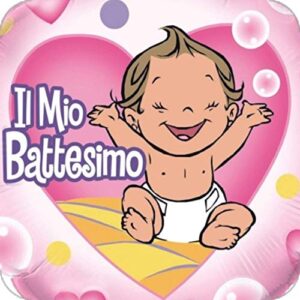 Cialda per torta IL MIO BATTESIMO FEMMINUCCIA decorazione alimentare senza glutine personalizzazione grafica inclusa topper cake design (Formato quadrato)