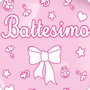 Cialda per torta IL MIO BATTESIMO FIOCCO BAMBINA decorazione alimentare senza glutine topper cake ( quadrato) (Ostia, 16 x 16 cm)