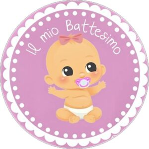 Cialda per torta IL MIO BATTESIMO Femmina Bambina decorazione alimentare senza glutine topper cake ( rotondo) (Ostia, 18 cm)