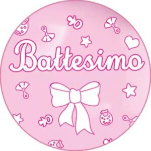 Cialda per torta IL MIO BATTESIMO Fiocco Bambina Lei decorazione alimentare senza glutine topper cake ( rotondo) (Pasta di zucchero, 20 cm)