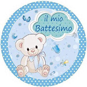 Cialda per torta IL MIO BATTESIMO decorazione alimentare senza glutine personalizzazione grafica inclusa topper cake design (Formato rotondo)