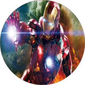 Cialda per torta IRON MAN Avengers decorazione alimentare senza glutine topper cake ( rotondo) img 03 (Pasta di zucchero, 16 x 16 cm)
