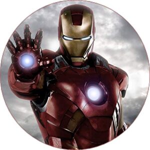 Cialda per torta IRON MAN Avengers decorazione alimentare senza glutine topper cake ( rotondo) img 04 (Ostia, 20 x 20 cm)