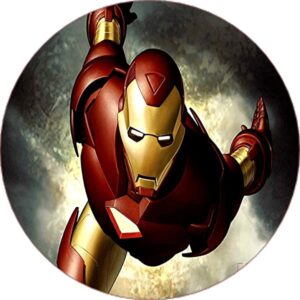 Cialda per torta IRON MAN Avengers decorazione alimentare senza glutine topper cake ( rotondo) img 05 (Ostia, 16 x 16 cm)