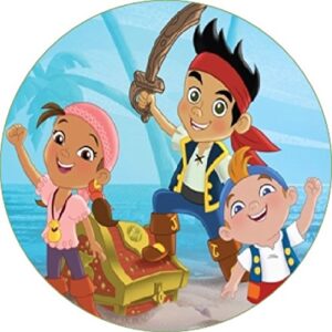 Cialda per torta JAKE e i PIRATI decorazione alimentare Senza Glutine Topper Cake Rotondo 1 (Ostia, 20 cm)