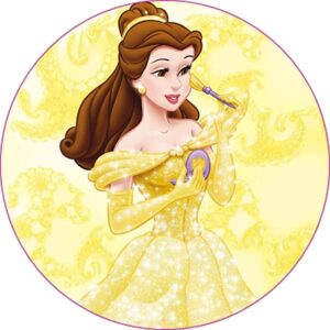 Cialda per torta LA BELLA E LA BESTIA decorazione alimentare senza glutine personalizzazione grafica inclusa topper cake (formato rotondo) img 8 (Pasta di zucchero, 18 cm)
