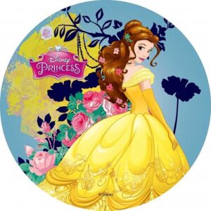 Cialda per torta LA BELLA E LA BESTIA decorazione alimentare senza glutine personalizzazione grafica inclusa topper cake (formato rotondo) img 11 (Pasta di zucchero, 20 cm)